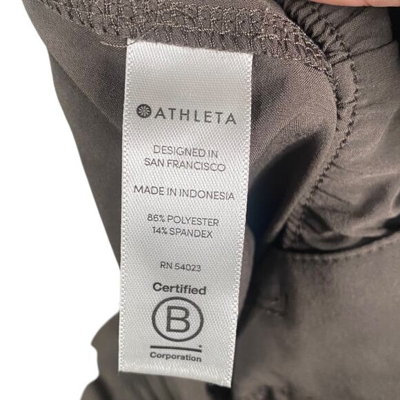Athleta Skyline Olive Brown Paper Bag Tapered Featherweight Pants SZ 10 - Picture 9 of 9